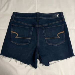 American Eagle Outfitters Dark Blue Denim Cutoff Shorts with Frayed Hem